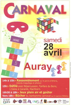 Affiche du carnaval d'Auray le 28 avril 2012